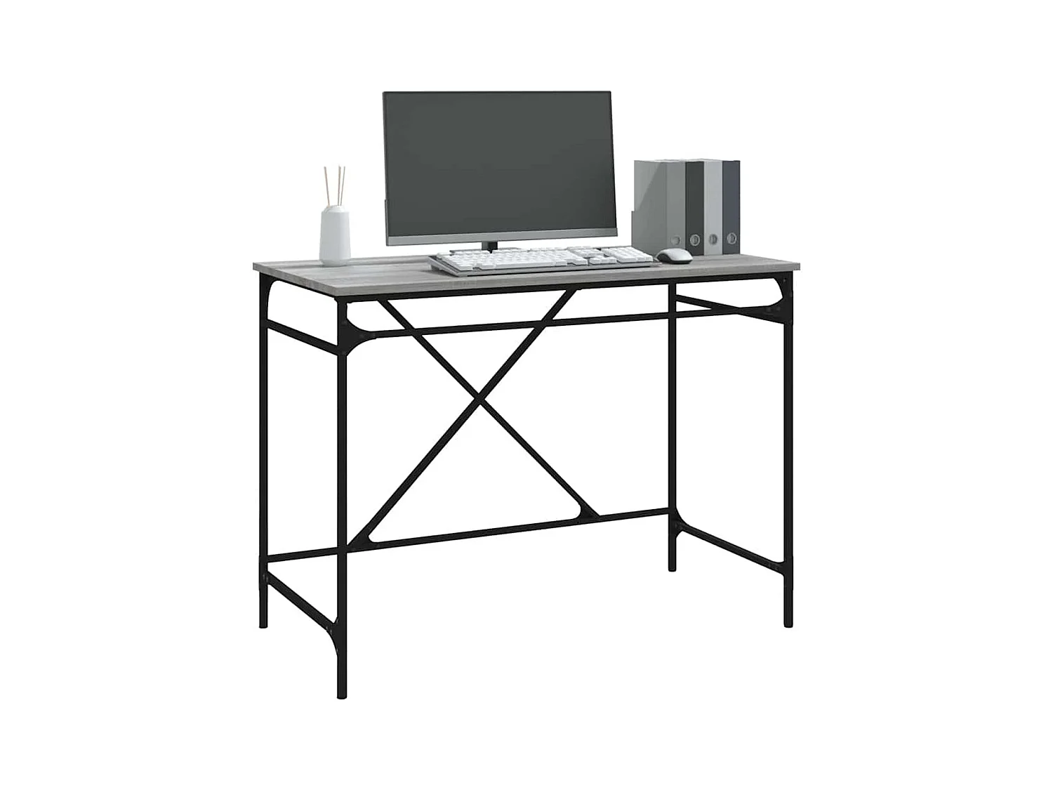 Sonoma grijs bureau 100x50x75 cm bewerkt hout en ijzer