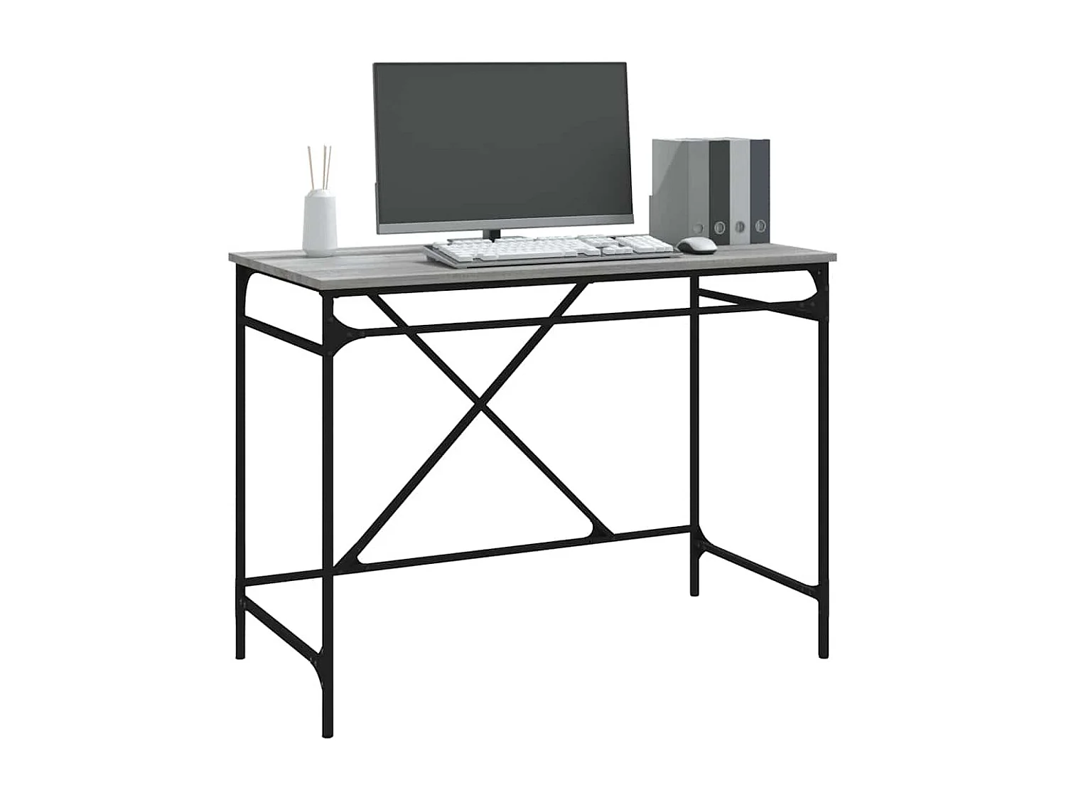 Escritorio Sonoma gris 100x50x75 cm madera contrachapada y hierro