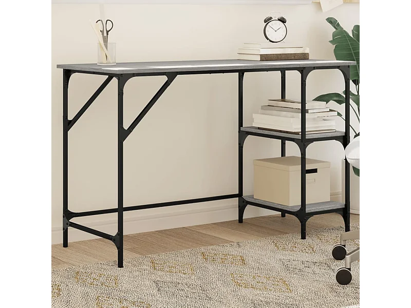 Bureau sonoma gris 120x50x75 cm métal et bois d'ingénierie