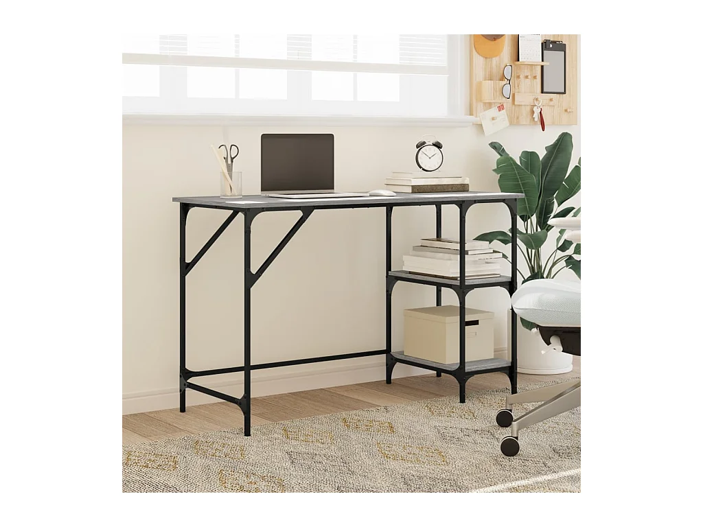 Bureau sonoma gris 120x50x75 cm métal et bois d'ingénierie