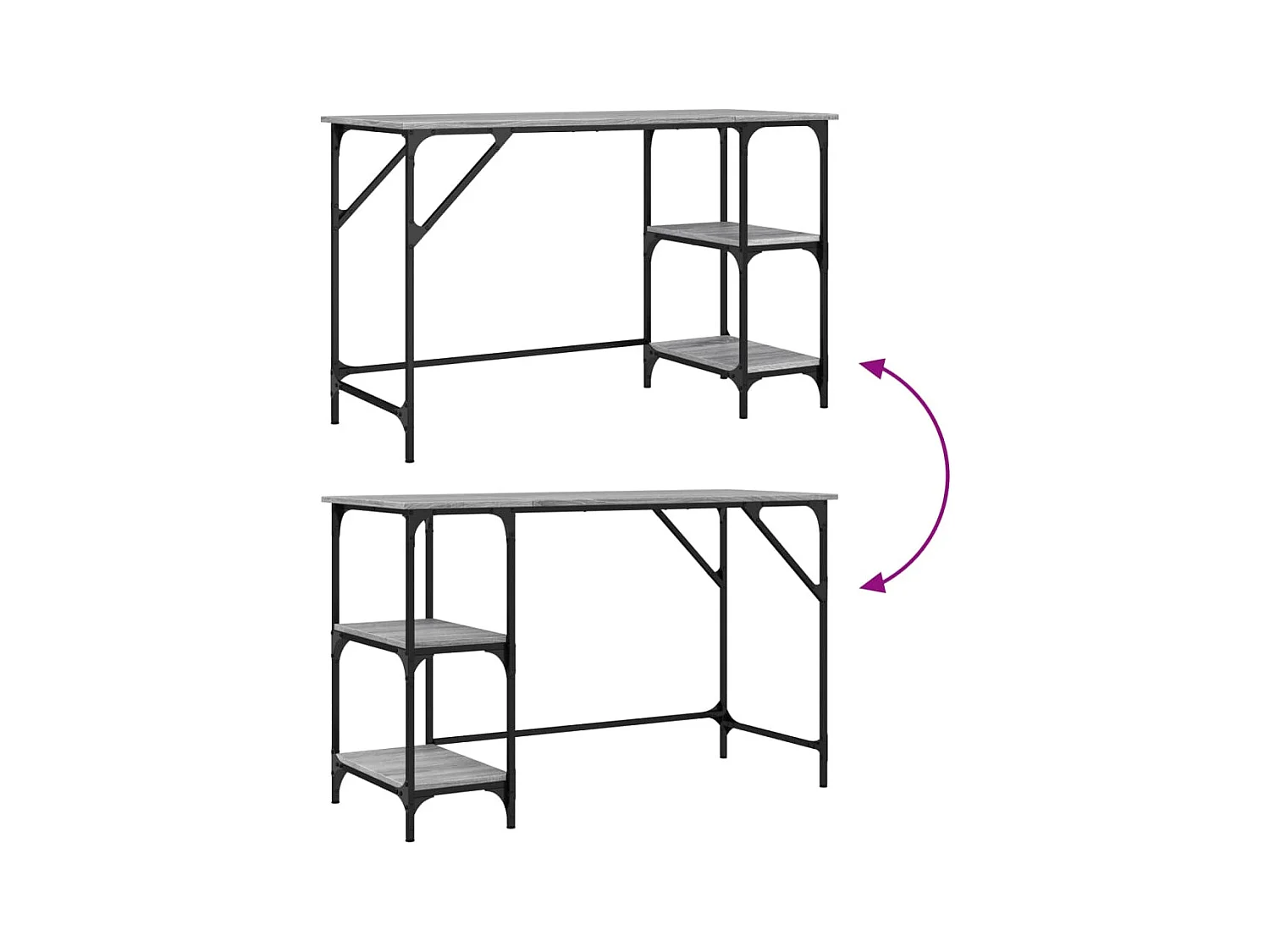 Bureau sonoma gris 120x50x75 cm métal et bois d'ingénierie
