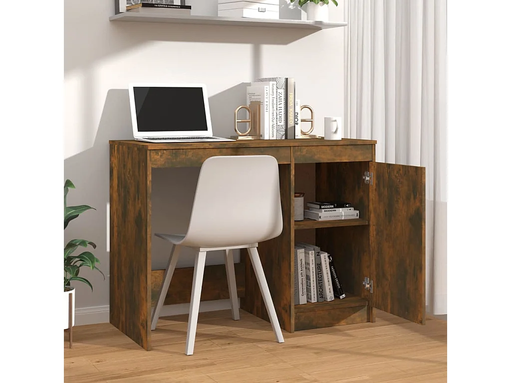 Scrivania in rovere affumicato 100x50x76 cm in legno ingegnerizzato