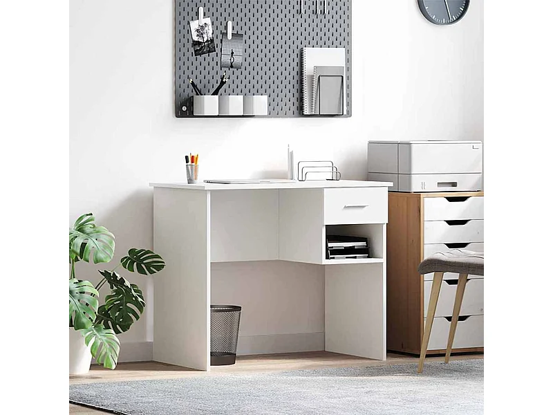 Bureau avec tiroir Blanc 90 x 49.5 x 75 cm Bois d'ingénierie