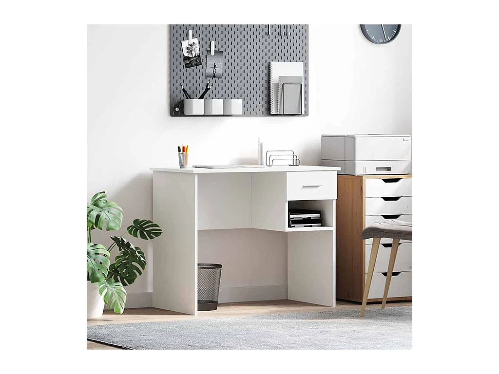 Bureau avec tiroir Blanc 90 x 49.5 x 75 cm Bois d'ingénierie