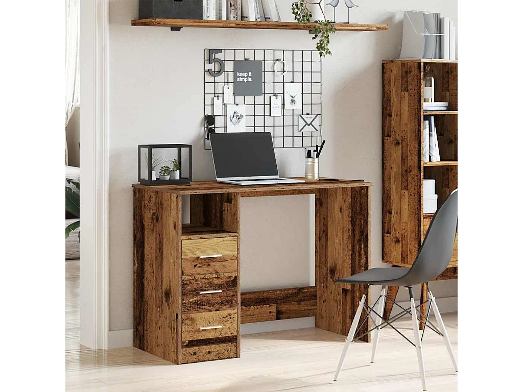 Oud houten bureau 102x76x50 cm bewerkt hout