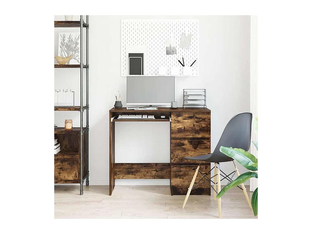 Escritorio de roble ahumado 90x45x76 cm Madera de ingeniería