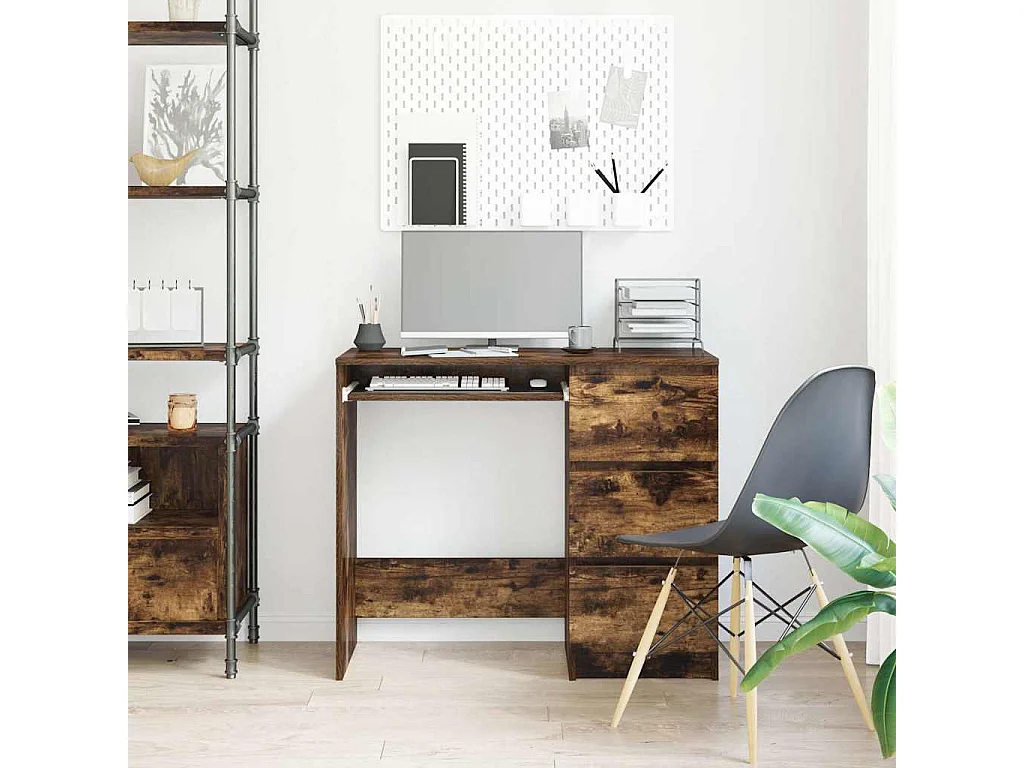 Scrivania in rovere affumicato 90x45x76 cm in legno ingegnerizzato