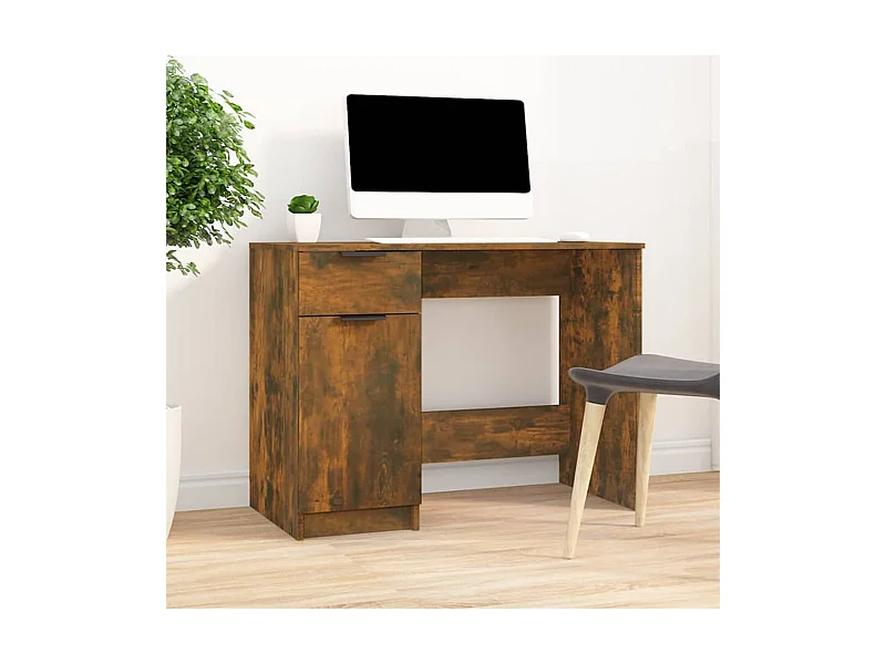 Gerookt eikenhouten bureau 100x50x75 cm, bewerkt hout