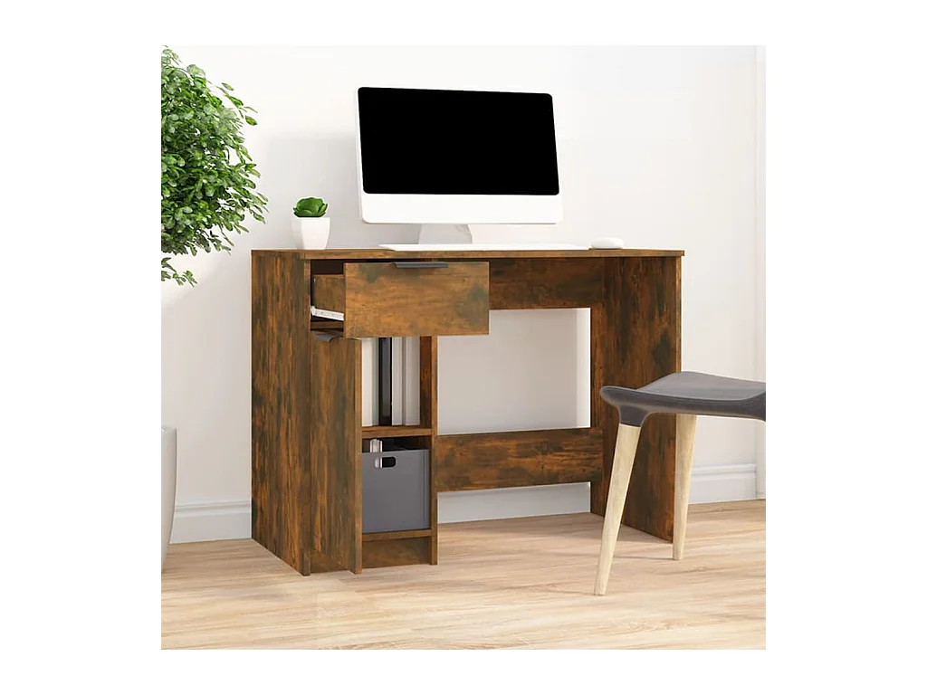 Escritorio de roble ahumado 100x50x75 cm Madera de ingeniería