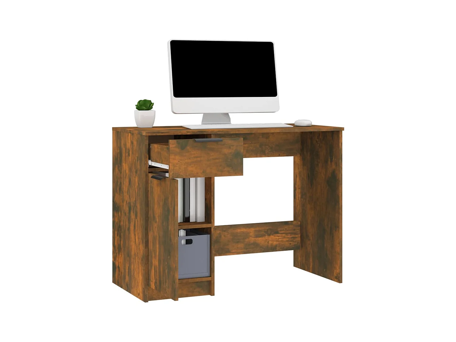 Escritorio de roble ahumado 100x50x75 cm Madera de ingeniería