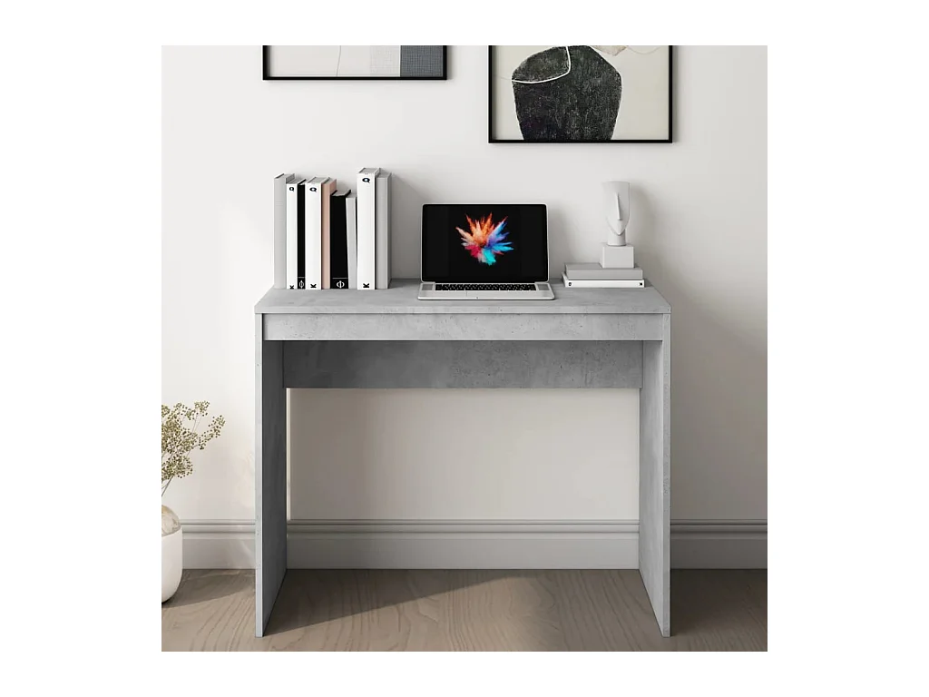 Escritorio de hormigón gris 90x40x72 cm Madera de ingeniería