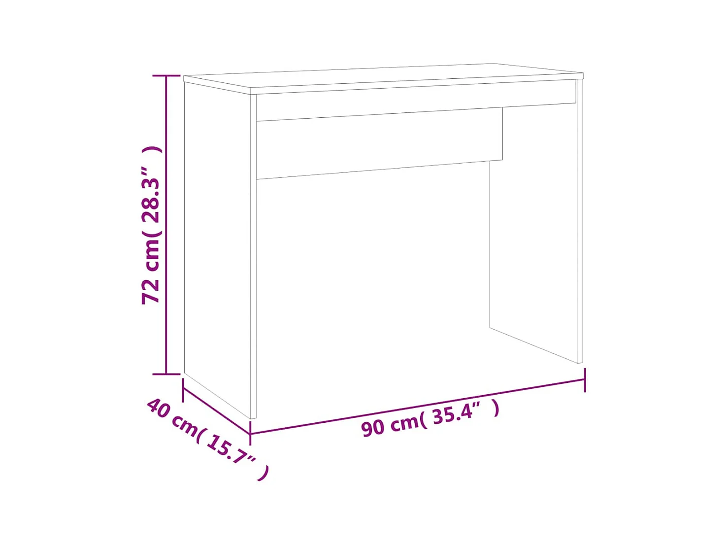 Escritorio de hormigón gris 90x40x72 cm Madera de ingeniería