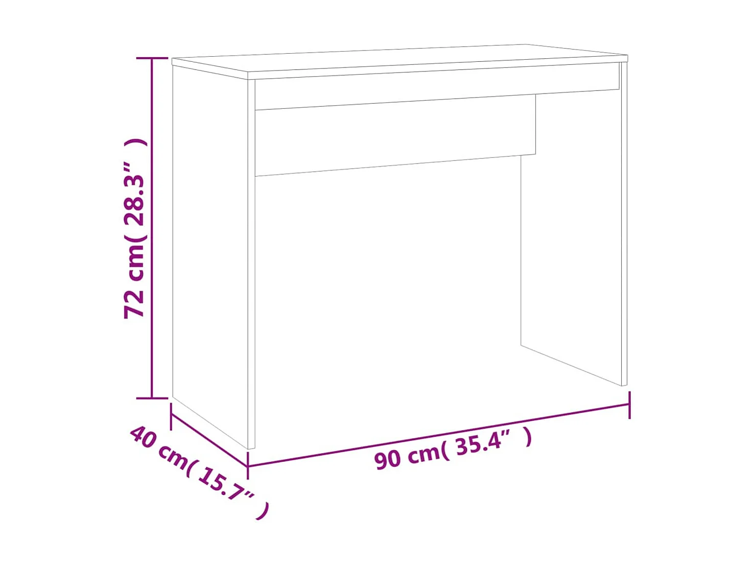 Escritorio de hormigón gris 90x40x72 cm Madera de ingeniería