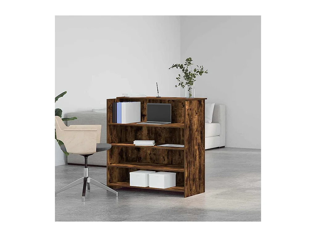 Bureau de réception chêne fumé 100x50x103,5cm bois d'ingénierie