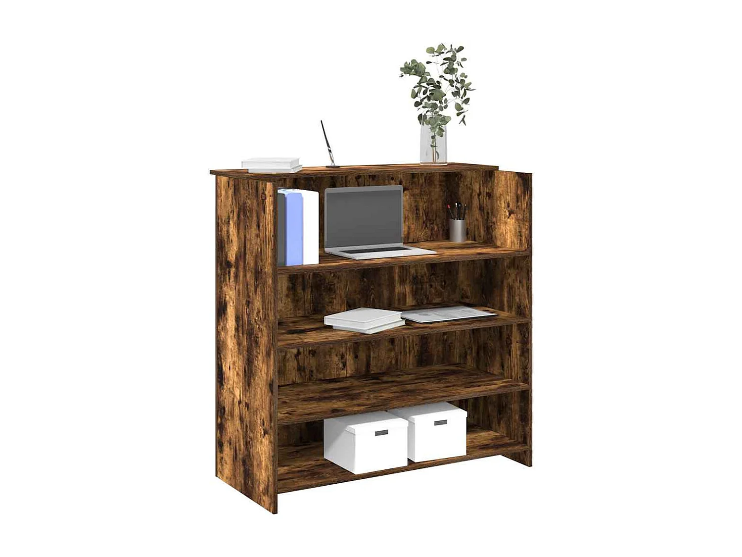 Bureau de réception chêne fumé 100x50x103,5cm bois d'ingénierie