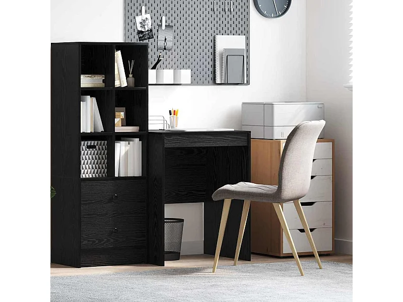 Scrivania in rovere nero 60 x 50 x 76 cm in legno ingegnerizzato