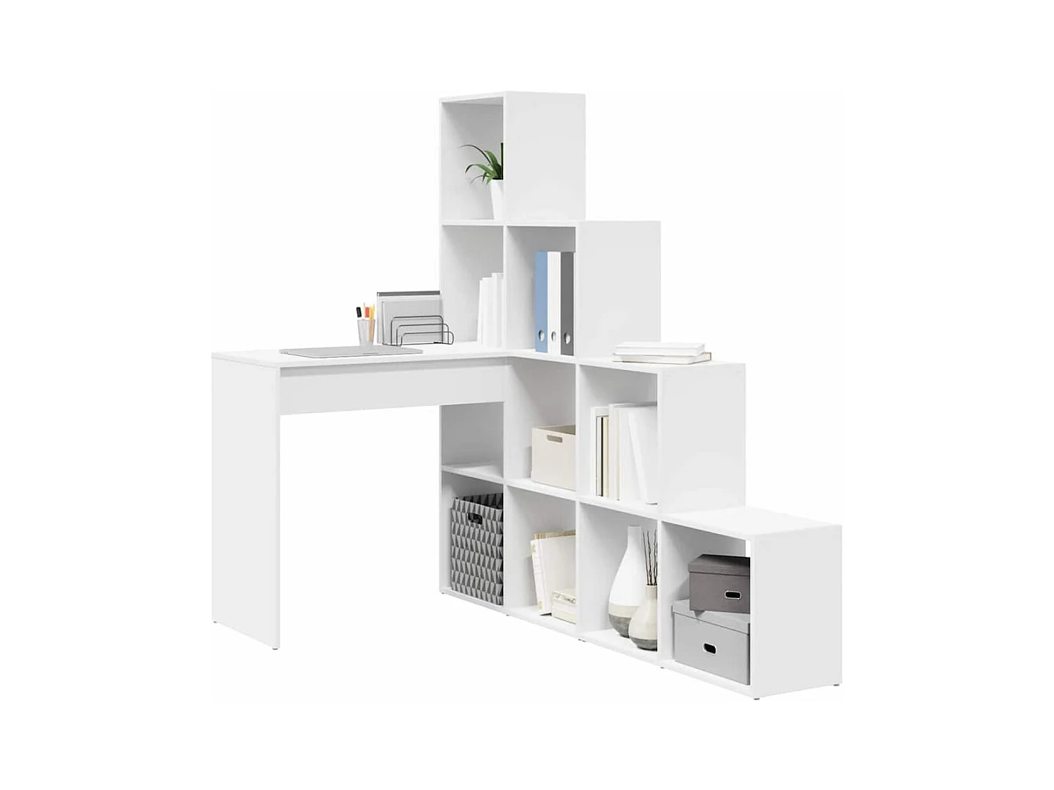 Scrivania angolare bianca 101,5 x 149,5 x 149,5 cm in legno ingegnerizzato