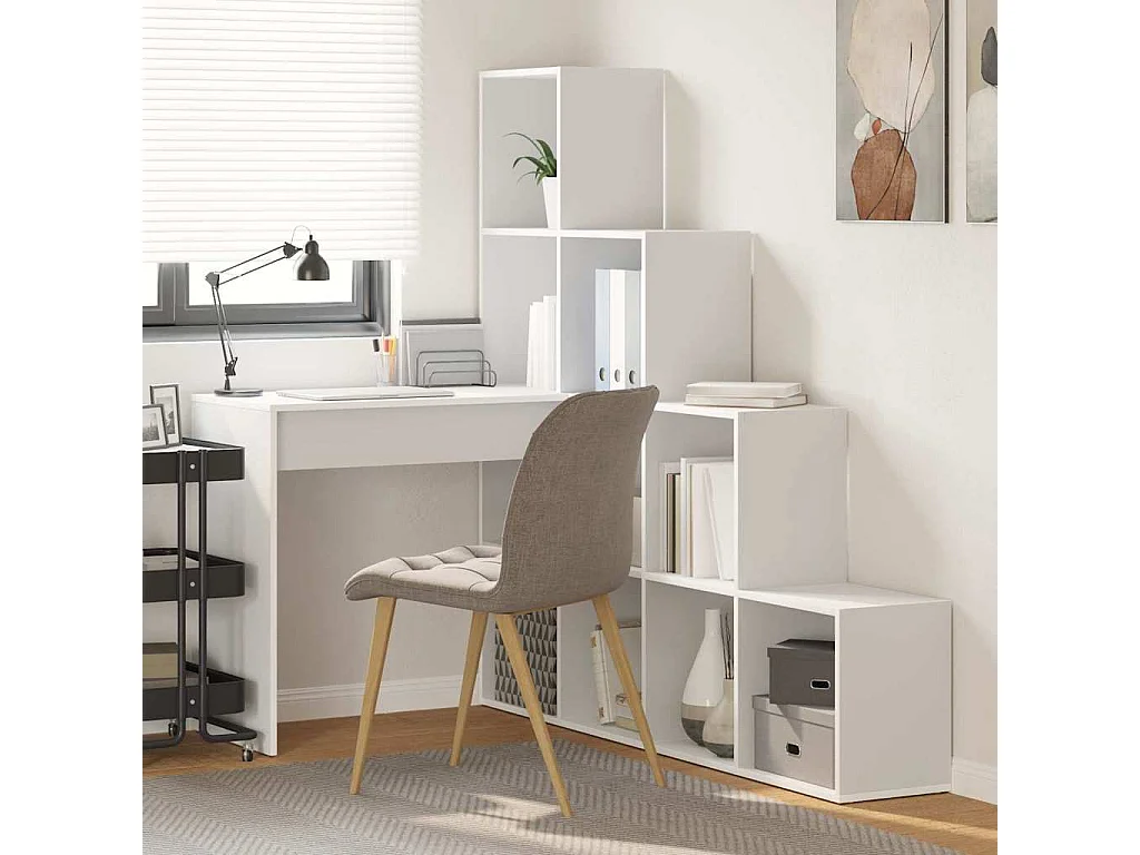 Escritorio de esquina blanco 101,5 x 149,5 x 149,5 cm Madera de ingeniería