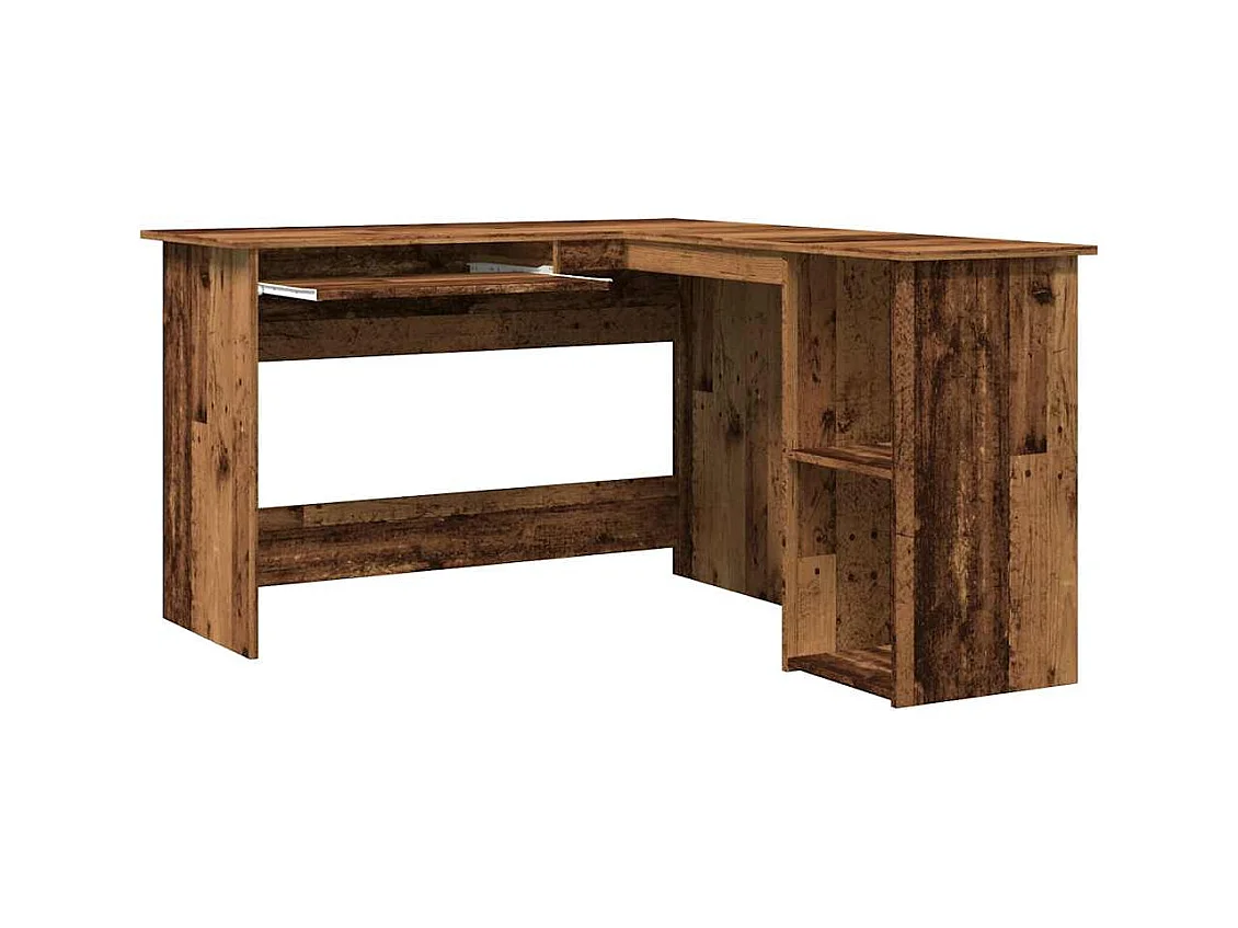 Bureau d'angle vieux bois 120x140x75 cm bois d'ingénierie