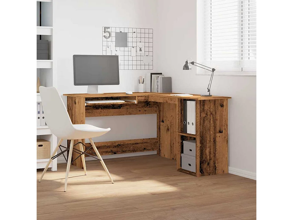 Scrivania angolare in legno antico 120x140x75 cm in legno ingegnerizzato