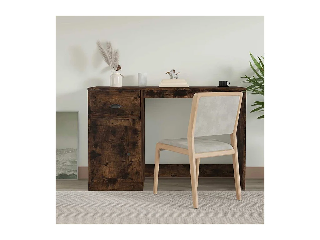 Bureau met lade gerookt eiken 115x50x75 cm bewerkt hout