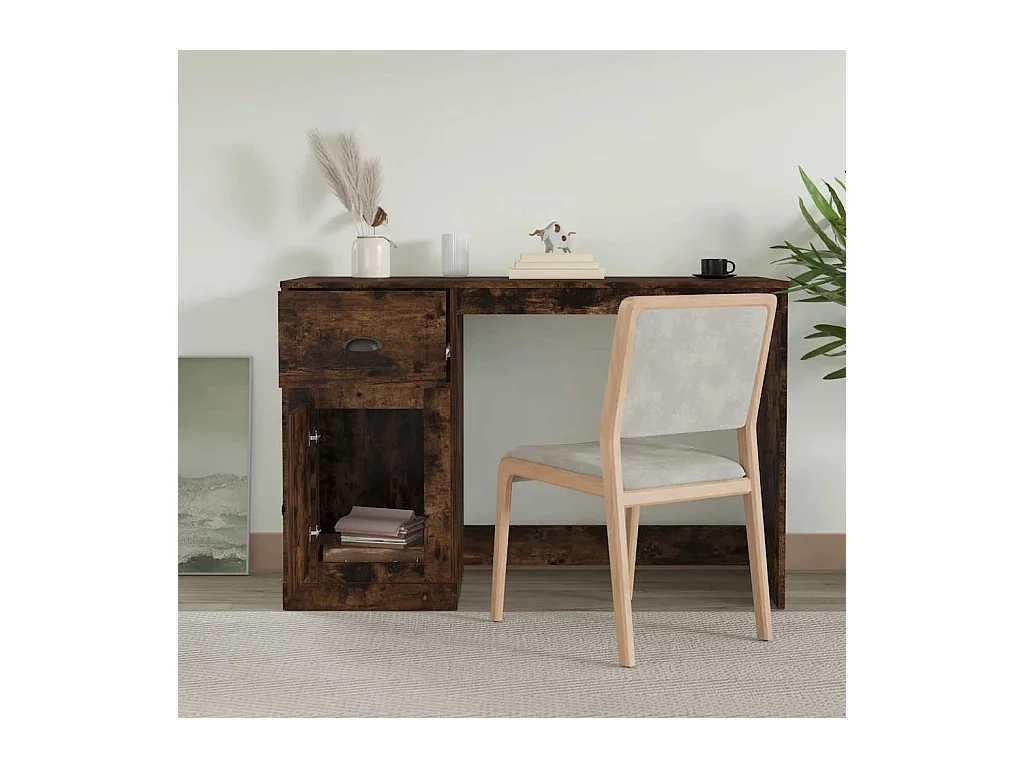 Bureau met lade gerookt eiken 115x50x75 cm bewerkt hout