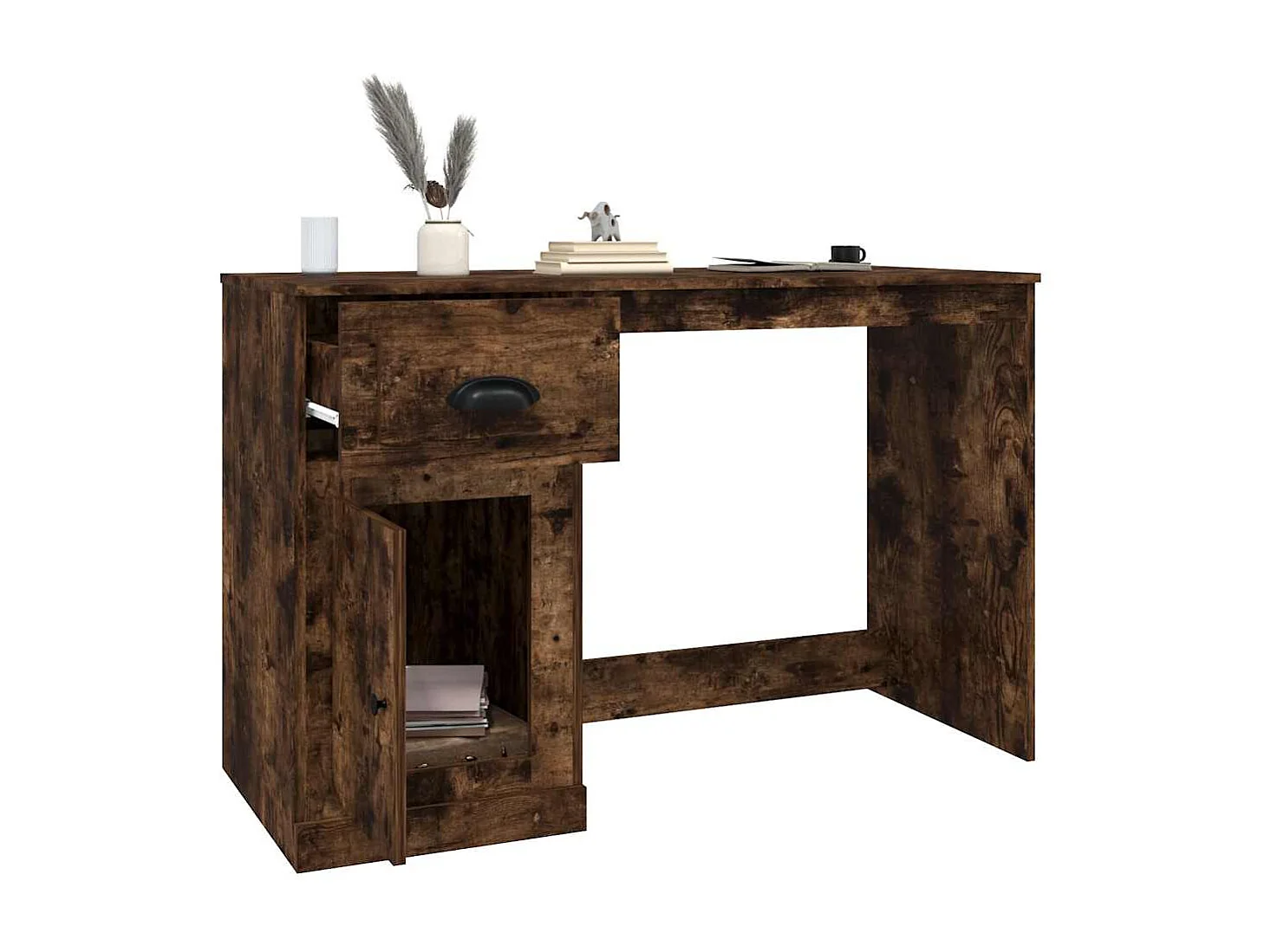 Bureau avec tiroir chêne fumé 115x50x75 cm bois d'ingénierie