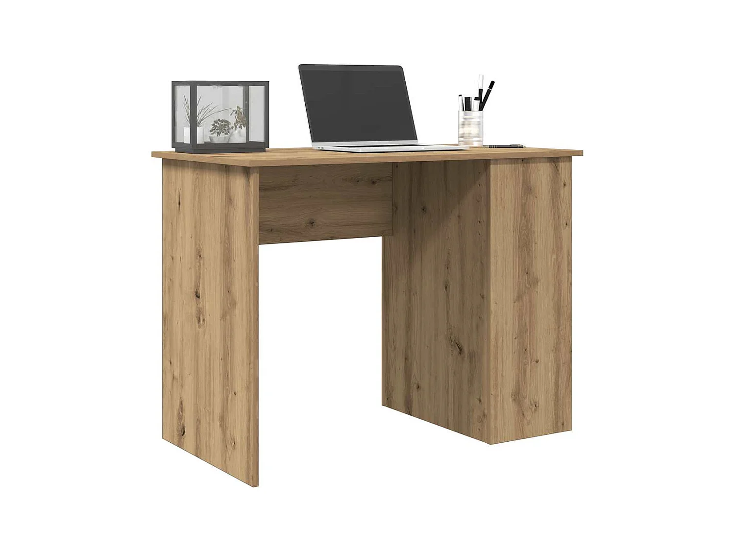 Bureau chêne artisanal 100x55x75 cm bois d'ingénierie