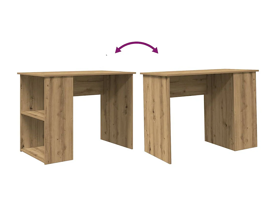 Bureau chêne artisanal 100x55x75 cm bois d'ingénierie