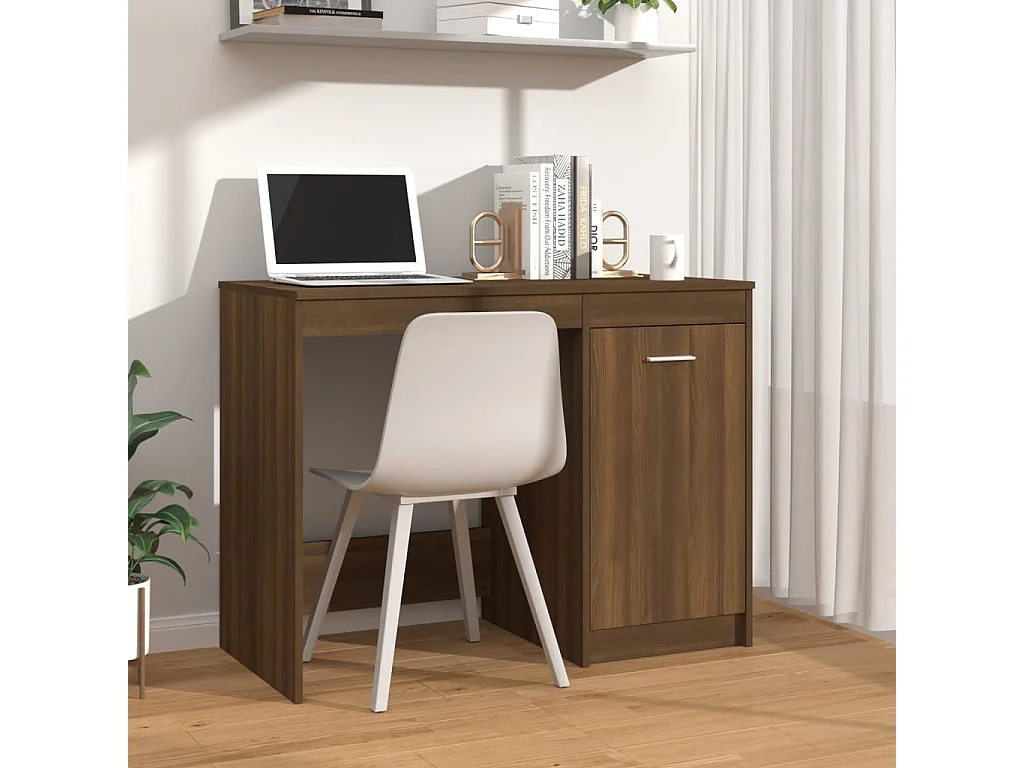 Scrivania in rovere marrone 100x50x76 cm in legno ingegnerizzato