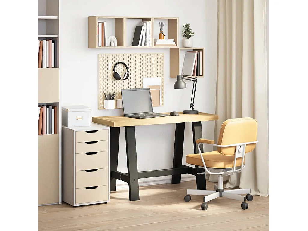 Scrivania NOAIN gambe a forma di A 120x50x75 cm legno massello di pino