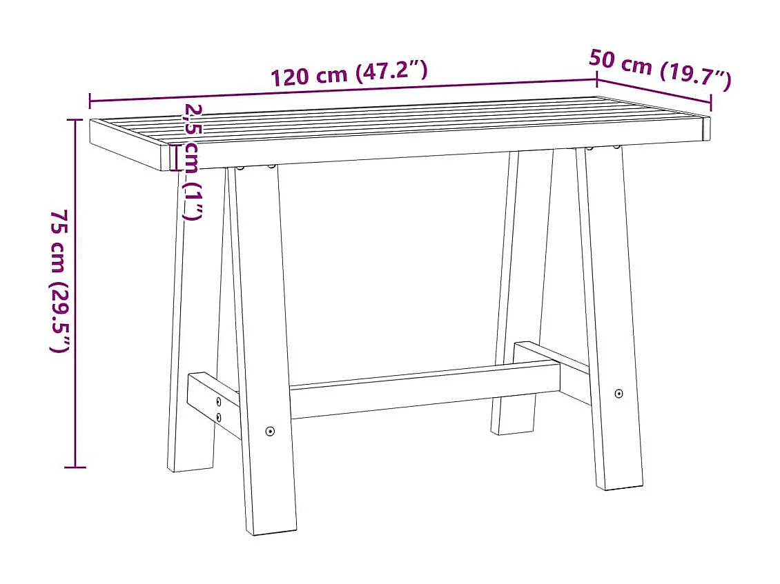 Scrivania NOAIN gambe a forma di A 120x50x75 cm legno massello di pino
