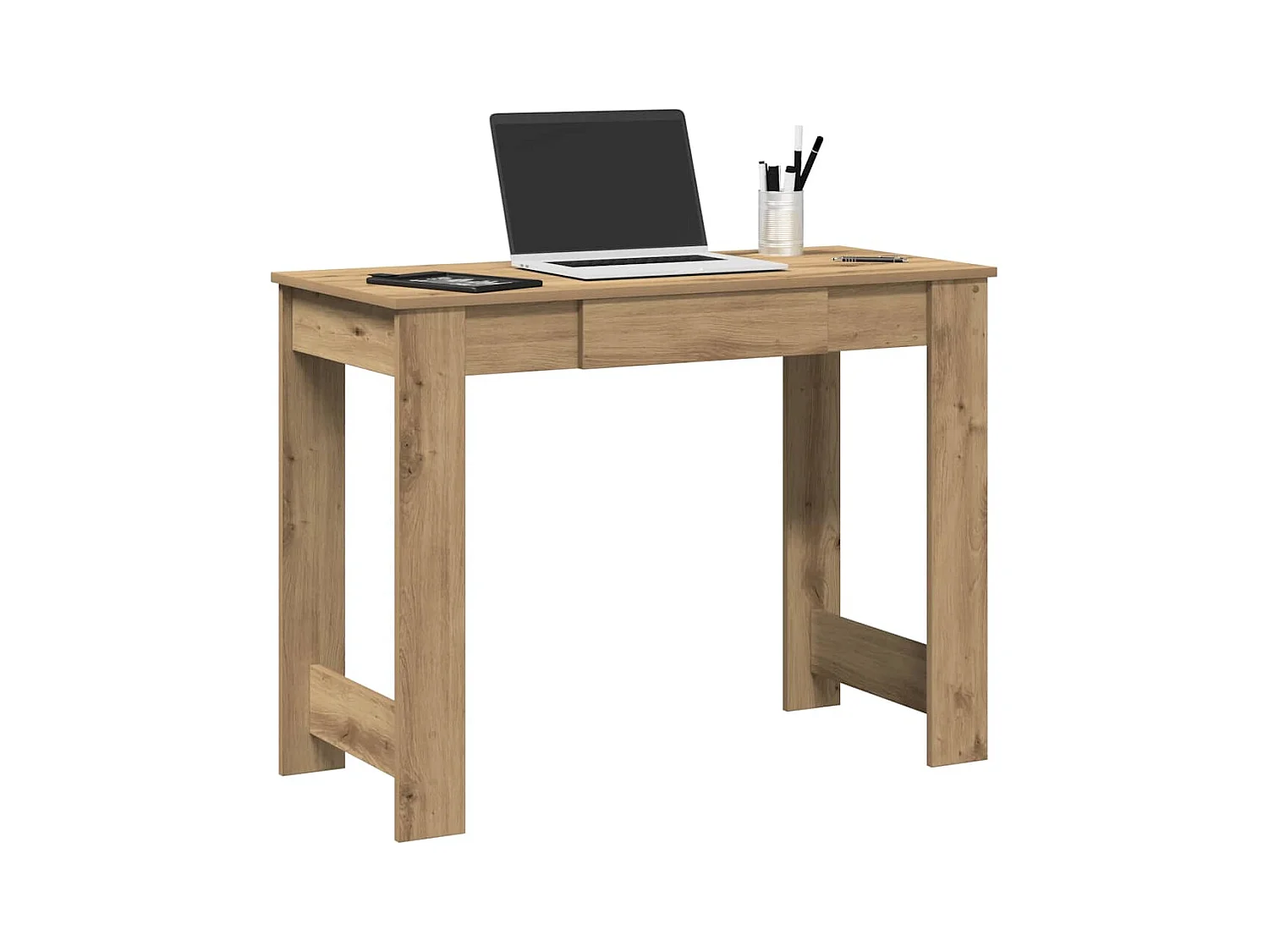 Bureau chêne artisanal 100x45x75 cm bois d'ingénierie