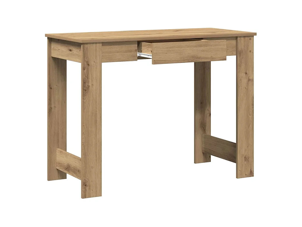 Bureau chêne artisanal 100x45x75 cm bois d'ingénierie