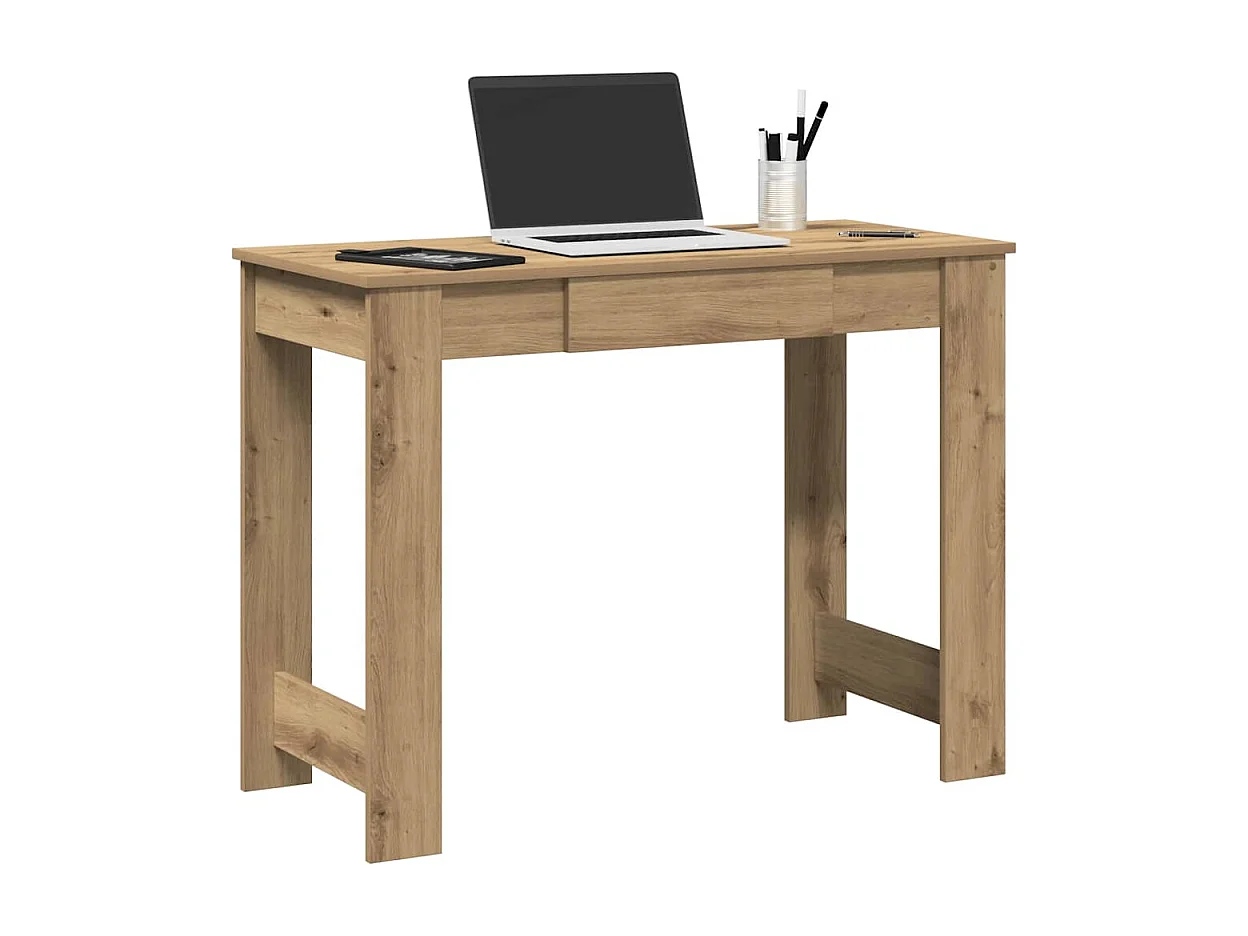 Bureau chêne artisanal 100x45x75 cm bois d'ingénierie
