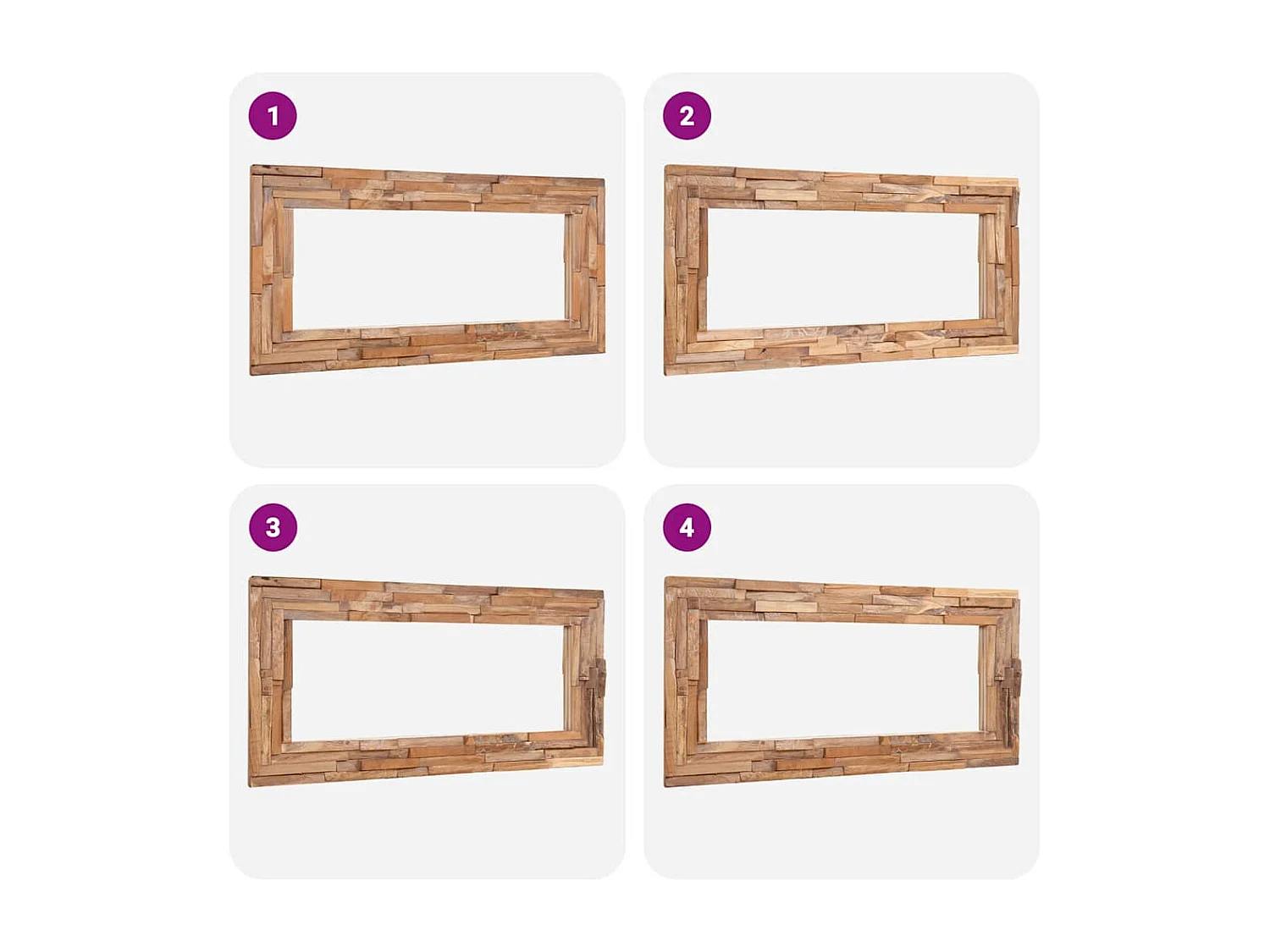 Dekorativer Spiegel Teak 120x60 cm Rechteckig