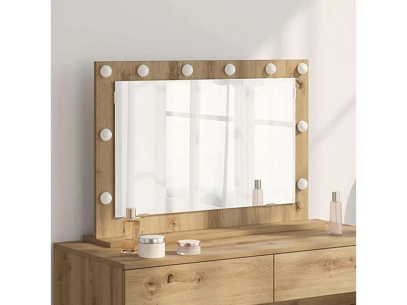 Miroir de vanité avec miroir Chêne artisanal 80 x 55 x 18 cm