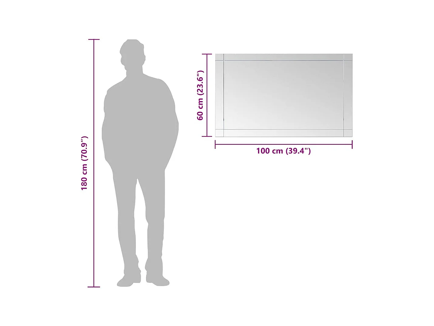 Miroir mural 100x60 cm Verre