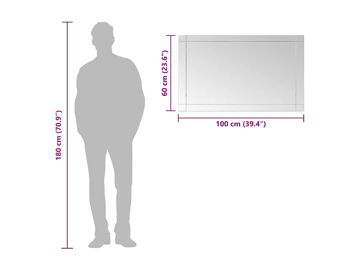 Miroir mural 100x60 cm Verre