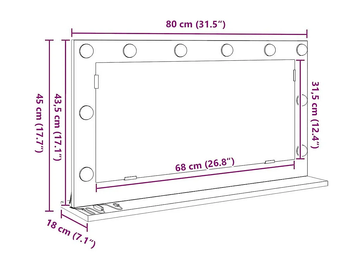 Miroir de vanité avec miroir Bois Ancien 80 x 45 x 18 cm