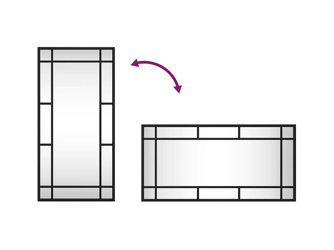 Zwarte wandspiegel 30x60 cm rechthoekig ijzer