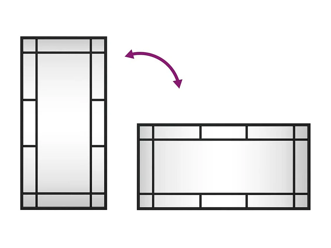 Espejo de pared negro 30x60 cm rectangular de hierro