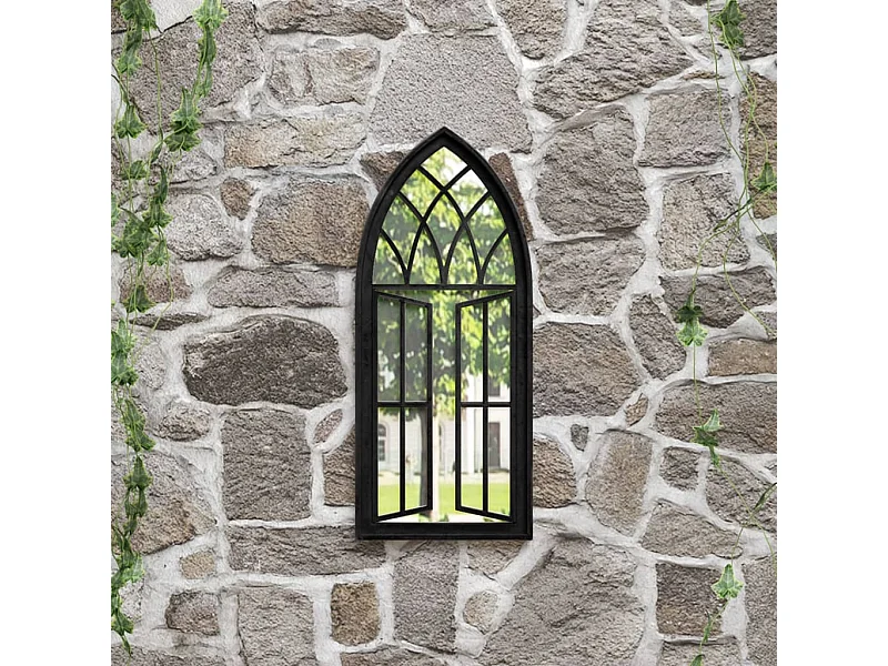 Espejo de jardín negro 70x30 cm Hierro para uso exterior