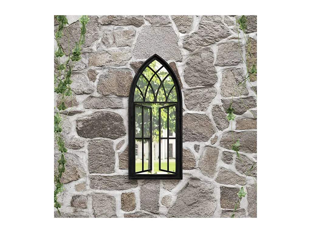 Espejo de jardín negro 70x30 cm Hierro para uso exterior