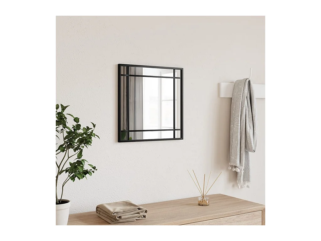 Specchio da parete nero 40x40 cm quadrato in ferro