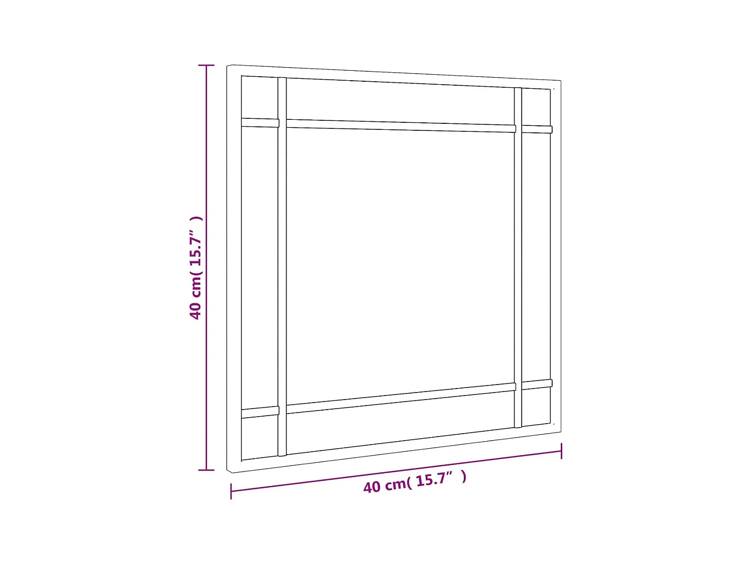 Zwarte wandspiegel 40x40 cm vierkant ijzer