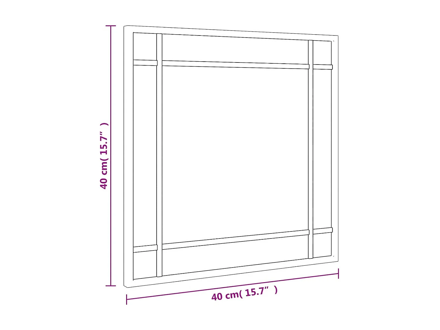 Espejo de pared negro 40x40 cm cuadrado de hierro