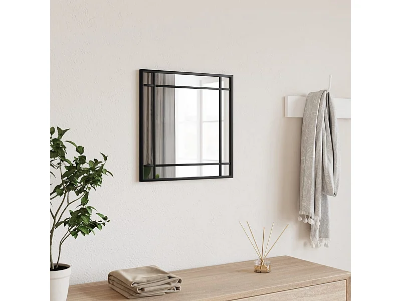 Espejo de pared negro 40x40 cm cuadrado de hierro