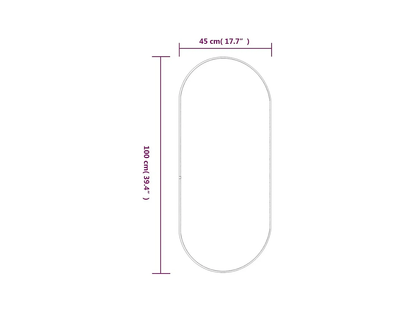 Specchio da parete oro 100x45 cm ovale