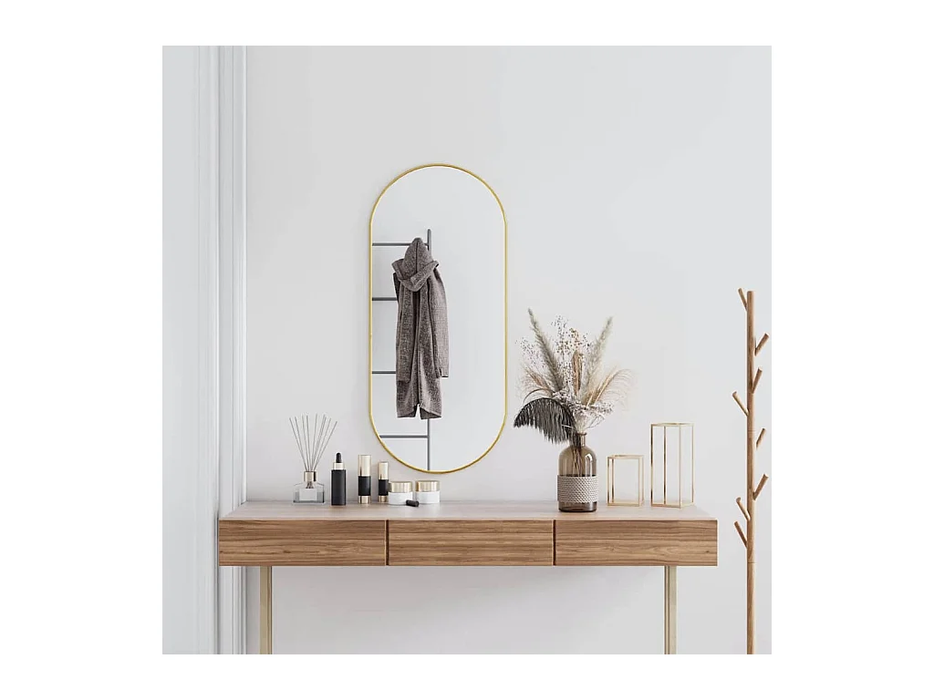 Gouden wandspiegel 100x45 cm Ovaal
